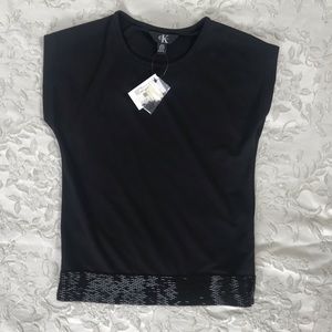 NWT Calvin Klein beaded black top in size xs!